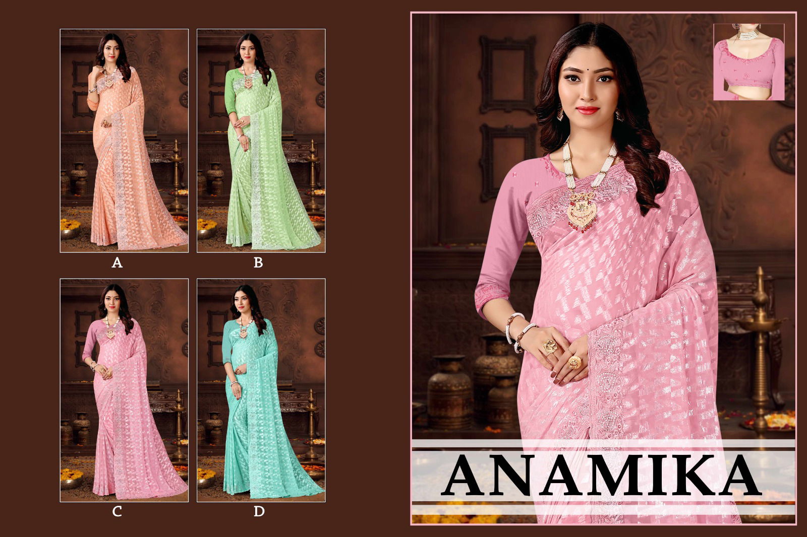 Anamika By Ronisha Color Set Party Wear Sarees Catalog